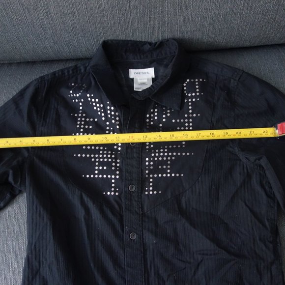Diesel Black Button Down Long Sleeve 00JCET_KYAAG 100% Cotton Shirt Size XXL - Picture 5 of 12